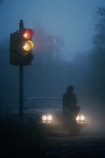 Atmospheric Midnight Noir style reference image — blue hour atmosphere