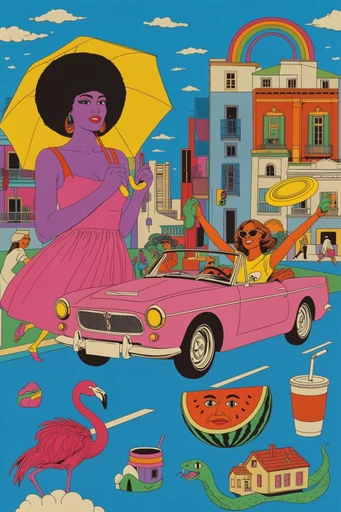 Vibrant Neo-Psychedelic Pop style reference image — bold black outlines