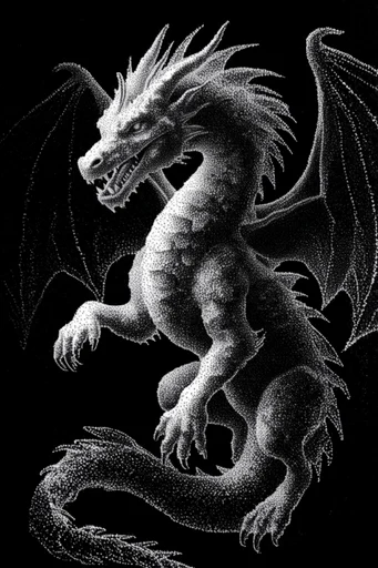 Luminous Pointillist Noir style reference image — pitch-black background