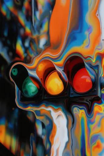 Luminous Organic Microcosm style reference image — fluid iridescent dynamics