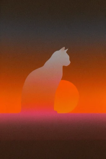 Neon Risograph Noir style reference image — minimalist dark silhouette
