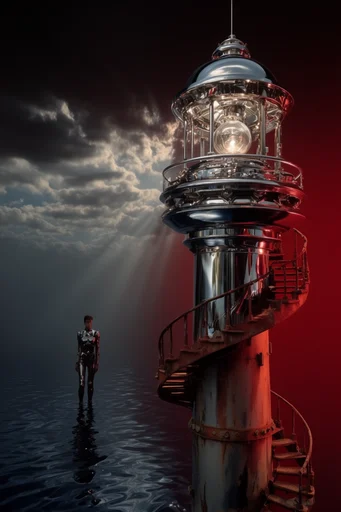 Vibrant Chrome Cyber-Surrealism style reference image — reflective metallic surfaces
