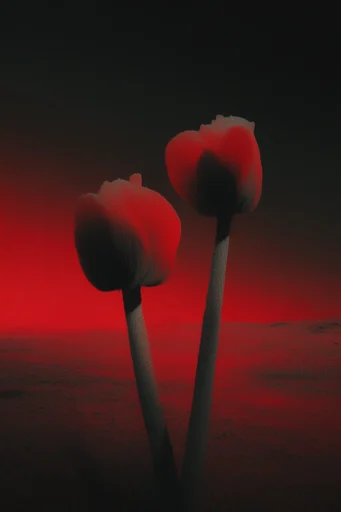 Crimson Grain Surrealism style reference image — liminal landscape