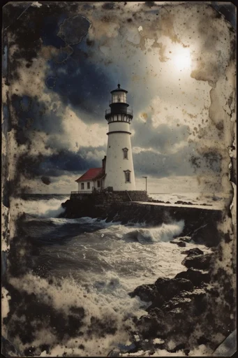 Distressed Analog Occultism style reference image — daguerreotype texture