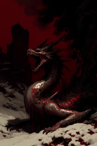Crimson Ink Macabre style reference image — crimson accents