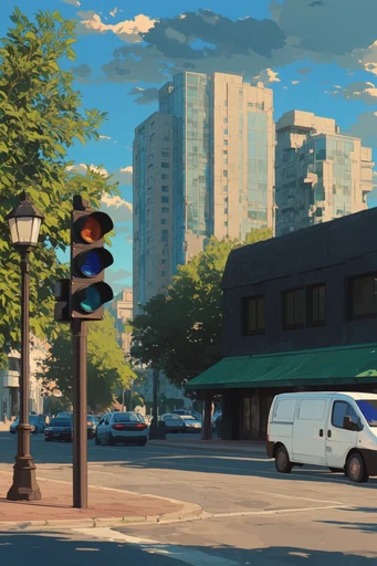Vibrant Summer Anime style reference image — sun-drenched lighting