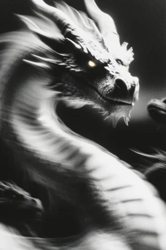 Kinetic Spectral Monochrome style reference image — heavy film grain