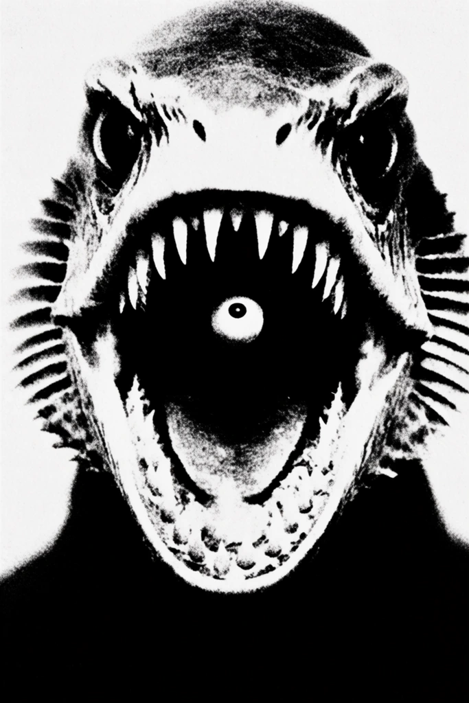 Gritty Monochromatic Zine style AI image example 3