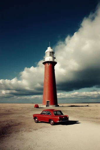 Cinematic Retro Surrealism style reference image — stark shadows
