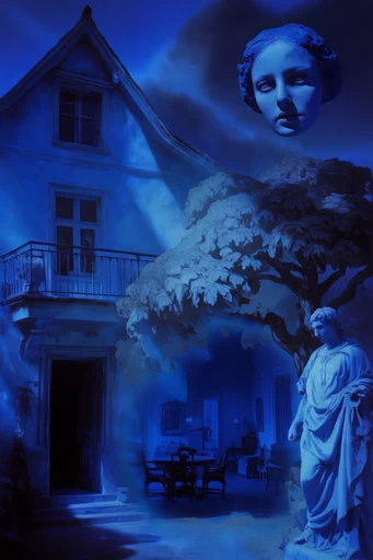 Nocturnal Cobalt Spectralism style reference image — ethereal spectral figures