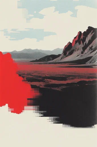 Gritty Crimson Noir style reference image — crimson red and black palette