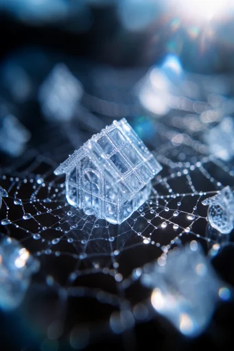 Ethereal Crystalline Luminescence style reference image — deep blue and black background