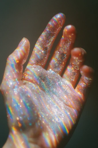 Luminous Prismatic Etherealism style reference image — shimmering glitter texture