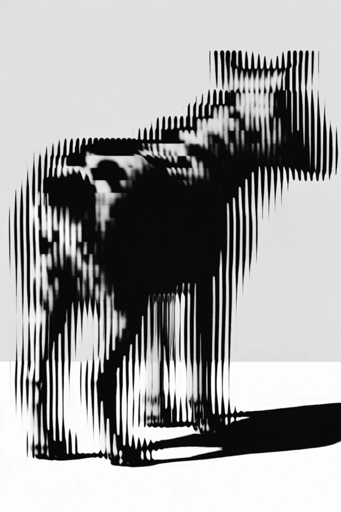 Monochrome Glitch Brutalism style AI image example 3