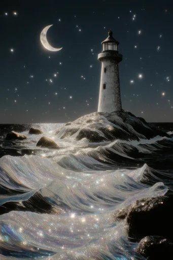 Iridescent Chrome Celestial style reference image — ethereal stardust