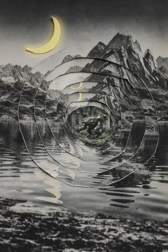 Monochrome Geometric Surrealism style reference image — vintage avant-garde