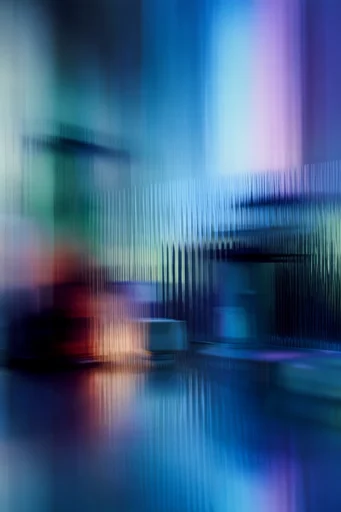 Refracted Neon Minimalism style reference image — fluted glass refraction