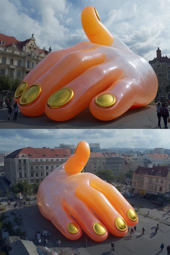 Glossy Urban Surrealism style reference image — inflated balloon aesthetic