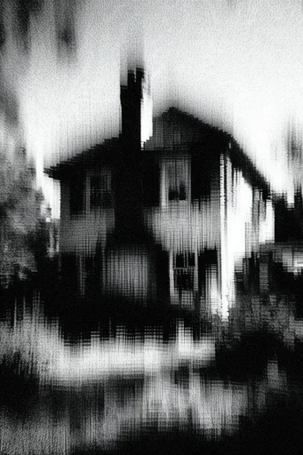 Monochrome Glitch Noir style reference image — analog photocopy texture