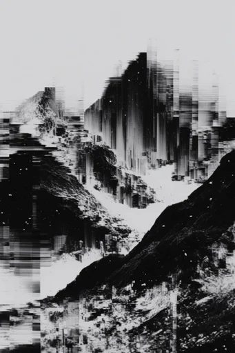 Corrupted Monochrome Glitch style reference image — monochrome glitch art