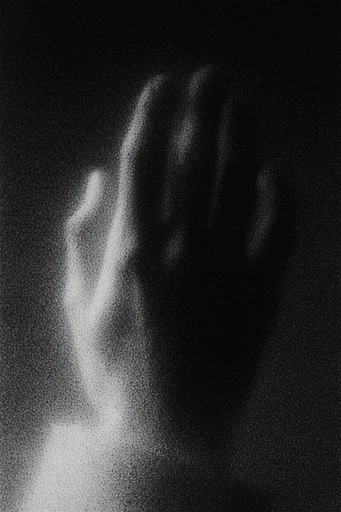 Spectral Noir Distortion style reference image — heavy film grain