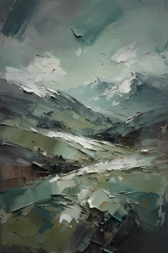 Textured Atmospheric Expressionism style reference image — heavy impasto oil painting