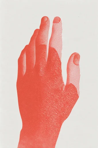 Kinetic Crimson Noir style reference image — high-contrast crimson and neutral