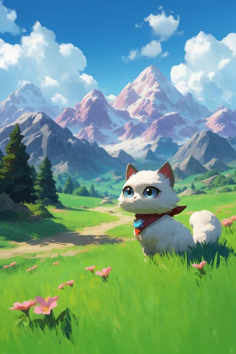 Vibrant Ghibli Fantasy style reference image — bright daylight