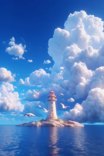 Ethereal Cloud Surrealism style reference image — deep cerulean sky