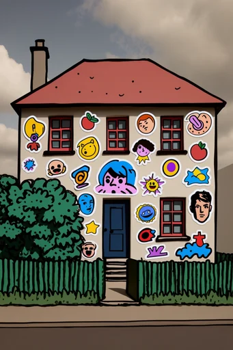 Vibrant Neo-Pop Collage style reference image — vector doodle overlay