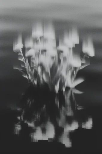 Monochrome Glitch Noir style reference image — scanlines