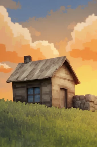 Retro Voxel Sunset style reference image — nostalgic retro game graphics