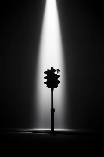 Monochrome Spectral Minimalism style reference image — chiaroscuro lighting