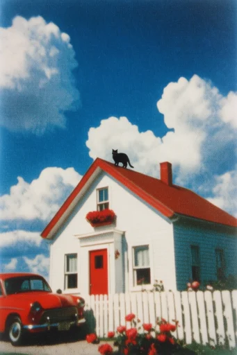 Vibrant Analog Surrealism style reference image — dynamic low-angle composition