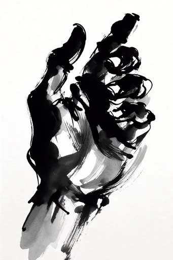 Dynamic Sumi-e Minimalism style reference image — high-contrast monochrome