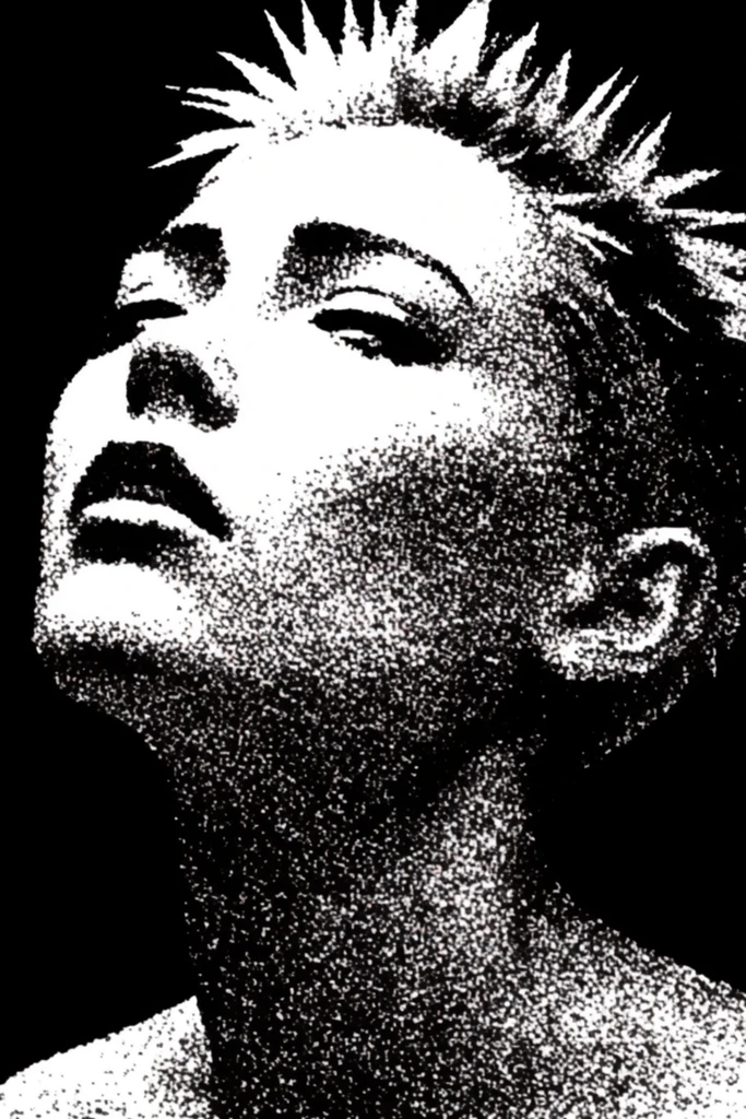 Gritty Dithered Noir style AI image example 1