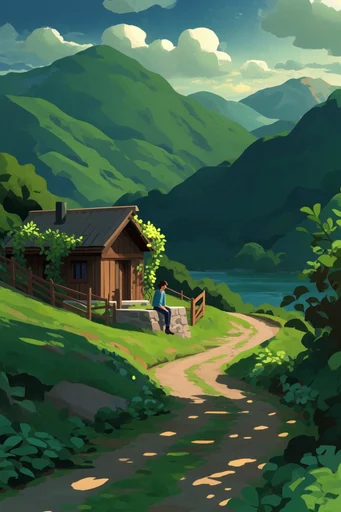 Luminous Solarpunk Sanctuary style reference image — Studio Ghibli aesthetic