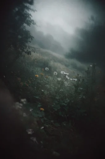 Nocturnal Sylvan Gothic style reference image — desaturated sylvan landscape