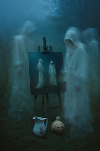 Spectral Twilight Surrealism style reference image — ethereal teal atmosphere