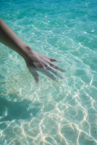 Luminous Aquatic Refraction style reference image — translucent turquoise and emerald