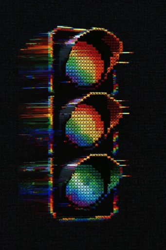Synthetic Glitch Core style reference image — pixel sorting