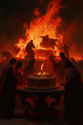 Apocalyptic Crimson Impressionism style reference image — apocalyptic mood