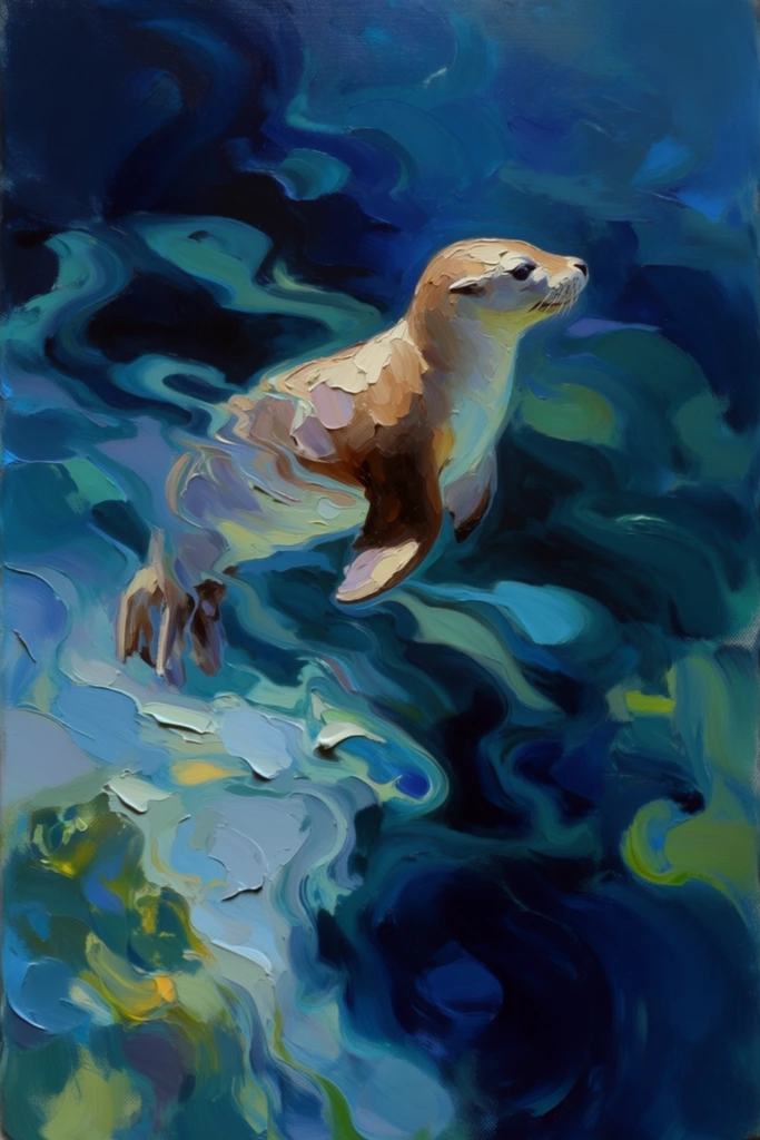 Sculptural Aquatic Impressionism style AI image example 3