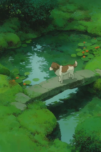 Nostalgic Ghibli Verdancy style reference image — serene atmospheric perspective