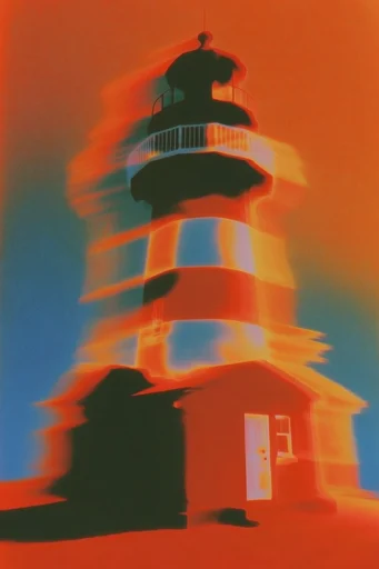 Kinetic Thermal Luminescence style reference image — high contrast orange and blue