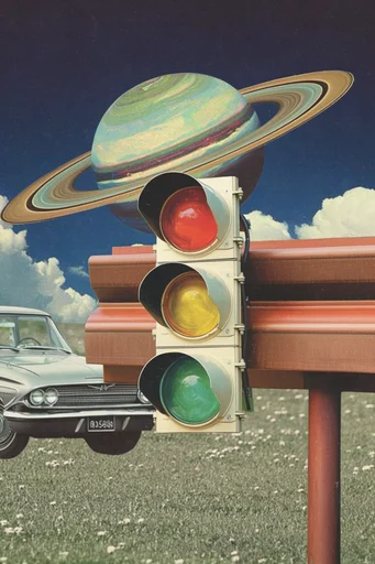 Retro Cosmic Surrealism style reference image — retro-futurism
