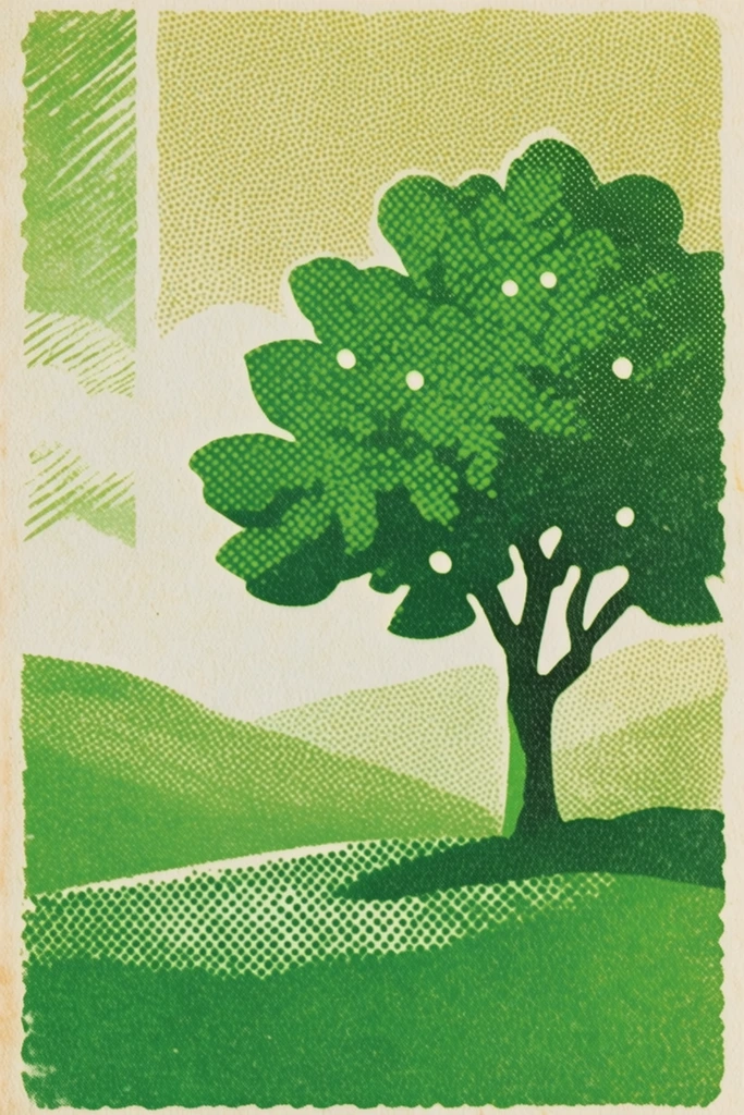 Gritty Halftone Printwork style AI image example 2