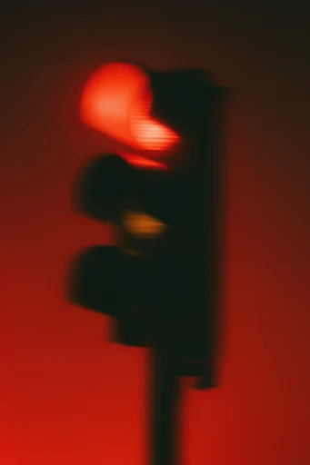 Crimson Kinetic Noir style reference image — crimson and black duotone