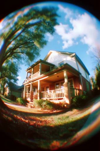 Sun-Drenched Fisheye Nostalgia style reference image — harsh direct sunlight