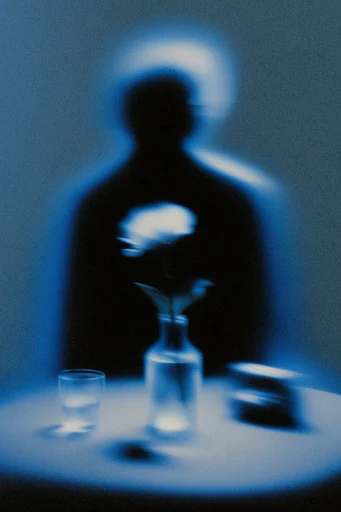 Nocturnal Analog Distortion style reference image — Prussian blue monochrome